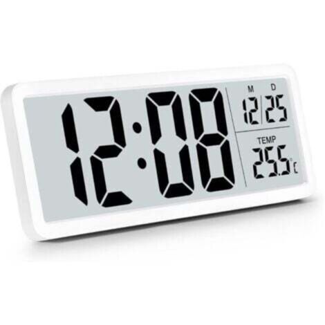 Battery-operated digital wall clock, digital wall clock with large digits, temperature display, 12/24 hour time, desk clock, digital clock (1/4)