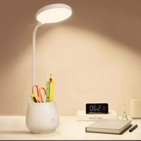 Small rechargeable LED desk lamp, eye-protective design, offers 3 colour lighting modes, suitable for student dormitories and children's rooms. (1/4)