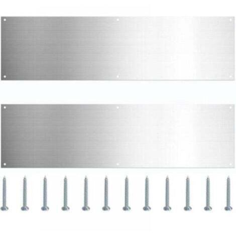 Set of 2 stainless steel door threshold plates, metal door bottom protection panel, scratch-resistant baseboard with screws for interior and exterior doors (1/4)