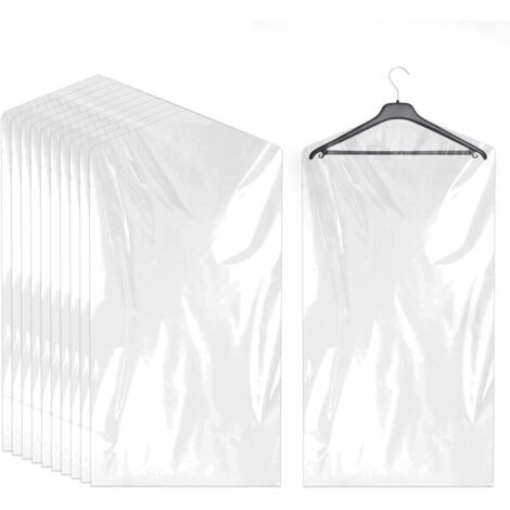 Set of 20 Garment Bags, Transparent Garment Bags, Plastic Garment Protectors, 60x90 cm, Hanging Clothes Covers (1/4)