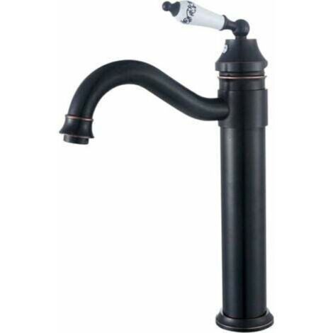 Retro Black Tall Basin Tap, 360° Swivel Basin Mixer Tap, Bathroom Mixer Tap, Brass thsinde (1/4)