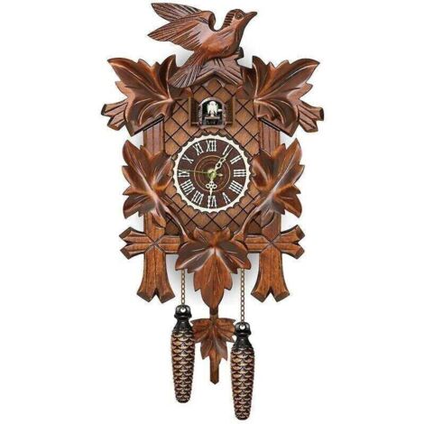 Retro Nordic style wooden cuckoo wall clock from the German Black Forest (1/4)