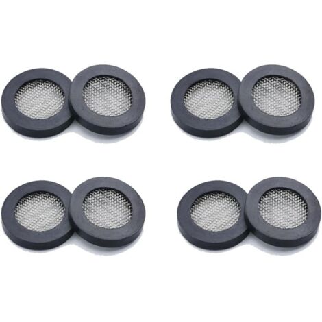 Shower head seal, rubber washer – creates a seal to prevent leaks – with stainless steel filter, 3/4 inch (pack of 8)