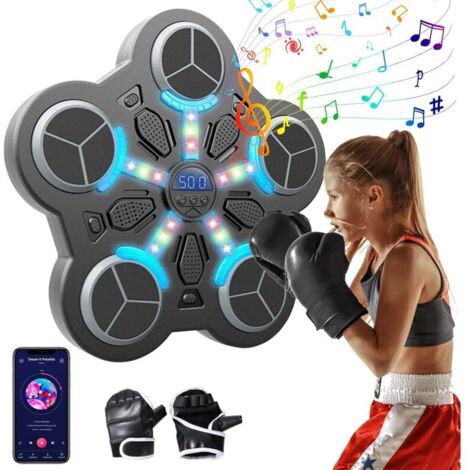 Musical Boxing Machine, Children's Musical Boxing Machine, Wall-Mounted Electronic Boxing Device, 3 Speeds, LED Display, with Boxing Gloves, Music Boxing for Children's Home Training (1/4)