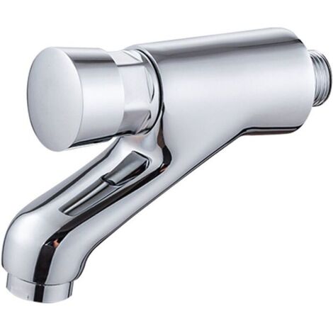 Wall-Mounted Basin Mixer Tap, Automatic Timed Bathroom Faucet, For Bathroom Bathtub Faucet, Chrome Silver (1/4)