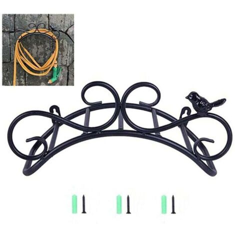 Hose Holder, Wall Mount, Garden Hose Holder, Decorative Wall-Mounted Hanging Brackets, Cast Iron Garden Hose Holder (35 x 17 x 15 cm, Black)