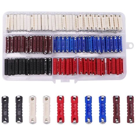 200-Piece Assorted Car Fuses, Torpedo-Shaped Car Fuses, Automotive Fuses with Plastic Box, for Classic and Vintage Style Cars, 5A 8A 16A 25A 40A (1/4)