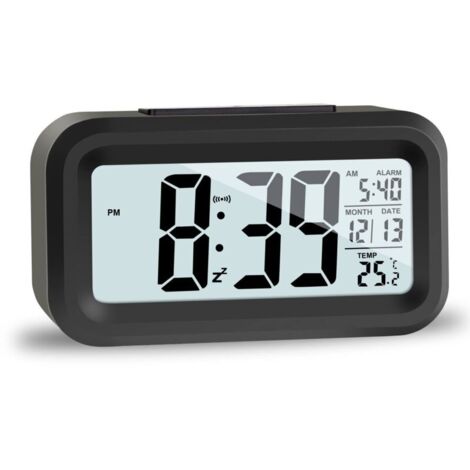 LCD Digital Alarm Clock, Travel Alarm Clock with Temperature, Date, and Snooze Functions, Non-Ticking Digital Clock for Bedroom, Office, and Family Use (1/4)