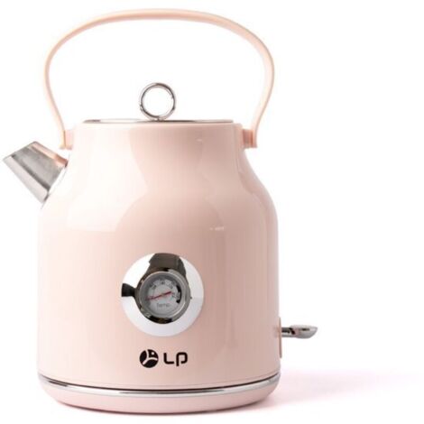 Name - Retro Kettle - 1.7 Litre Capacity - Stainless Steel - Electric Kettle - Pink - Temperature Display - 360° Swivel
