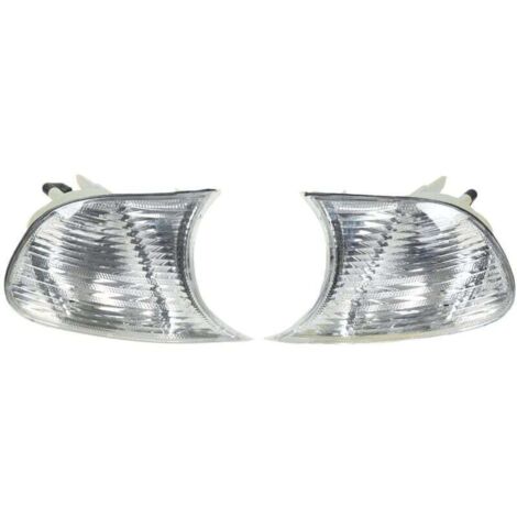 Corner Indicators, Left and Right Front Car Corner Lights with Clear Lens, Replacement Turn Signals for 3 Series E46 Coupe 1998-2001 (White 63126904307 63126904308)
