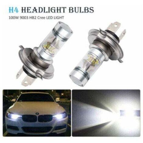2x H4 LED 100W 20SMD Super Bright Fog LED Lamp White 6000K