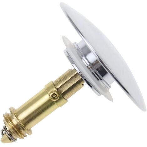 Pop-up Basin Drain Plug, Universal Brass Spring Bolt, Sink Plug, Pop-Up Drain Stopper for Kitchen and Bathroom Sink - Chrome Plated Brass (1/4)