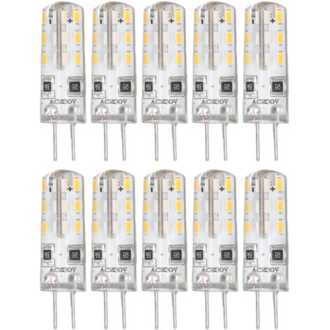 10 pieces G4 LED bulb, bi-pin, silicone base, warm white 3000K, 1.5W, AC220V, 110LM, landscape bulbs, replacement (1/4)