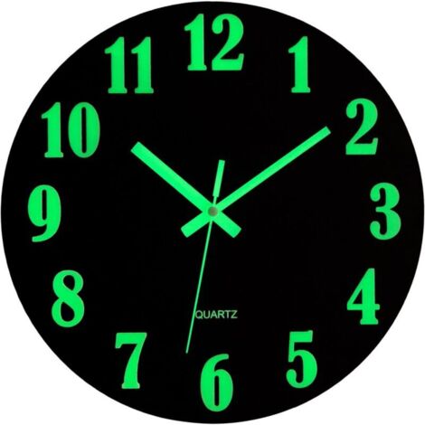 30cm Silent Luminous Wall Clock, Fluorescent Wall Clock, Night Light, Large Decorative Clock for Bedroom, Kitchen, Living Room, Office