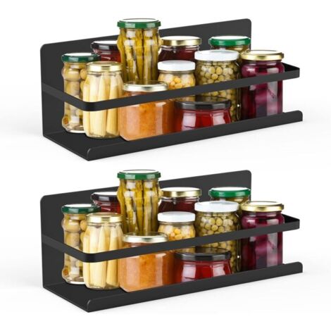 Magnetic Spice Rack for Fridge - 2 Spice Holders, Magnetic Kitchen Shelf, No Drilling Required, Ideal for Refrigerators and Metal Surfaces