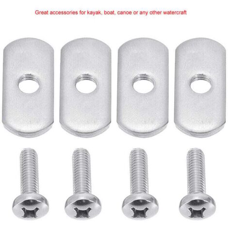 316 Stainless Steel Kayak Rail Rail Screws and Nuts Track Hardware Kayak Mounting Replacement Kit Outdoor Boat Tool Accessories 4pcs M5 10 (1/4)