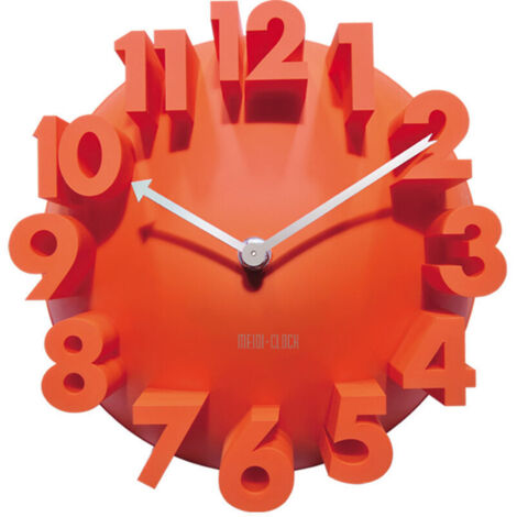 3D Large Digital Modern Contemporary Home Office Decor Round Quartz Wall Clock Orange (1/4)