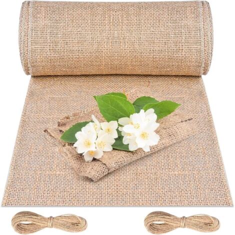 Burlap Table Runner 30cm x 10M Jute Table Runner with Sewn Edges for Wedding, Festival, Party Decorations