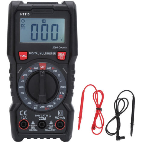 HT113 Small Portable Digital Multimeter, Intelligent Current Voltage Tester, High Precision, 10A 600V (1/4)