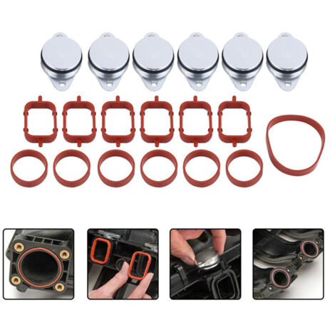 Eosnow Intake Gasket Kit for BMW 320d 330d 520d 525d 530d 730d, 6x33mm, with Swirl Flap, Diesel (1/4)