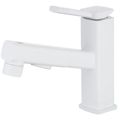 Pull-out sink, white bathroom faucet, hot and cold water dispenser, mouthwash dispenser, splash-proof water spray faucet (1/4)