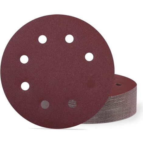 Pack of 40 self-adhesive abrasive discs, 180 mm - Grit 120 - 8 holes - For wall and ceiling sanders (1/4)