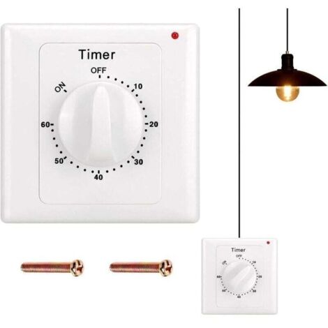 Countdown timer switch: 60-minute timer light switch with timer, water-resistant, drill holes for bathroom installation, fan, lights (1/4)
