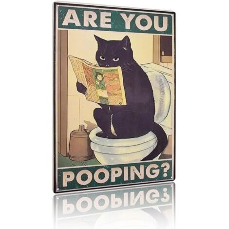 Metal Toilet Sign, Funny Wall Decoration Poster, Funny Black Cat Poster, Vintage Metal Poster, Fun Wall Decoration for Home, Office, Shop, Hotel, Bar (3020cm) (1/4)