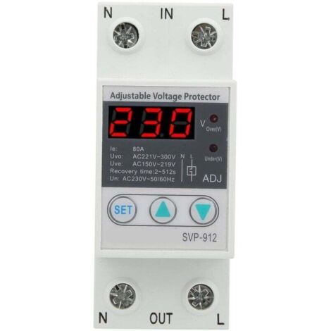 230V Voltage Regulator, Surge Protection Relay, Adjustable Recovery Voltmeter Svp-912(63a) (1/4)