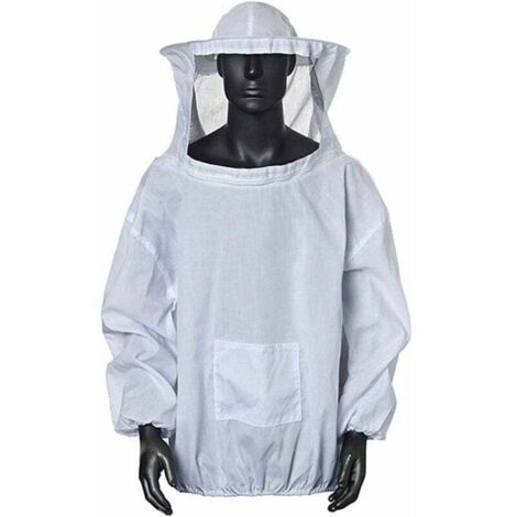 Beekeeper's Jacket, Beekeeper's Jacket with Hat, Professional Beekeeping Clothing, Beekeeper, Professional Beekeeper, Bee Protection Hat (White)