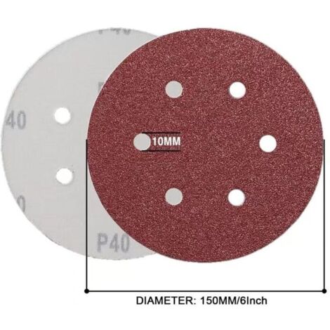 Pack of 50 150mm abrasive discs for random orbital sanders, 150 grit ...
