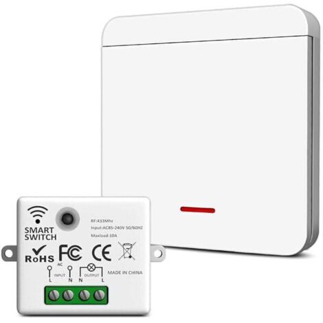 230V Wireless Switch with Receiver and Transmitter, Wireless Switch for Lamps and Appliances up to 1500W, Easy Installation, Strong Signal Transmission, Multi-Control (Kit 1) (1/4)
