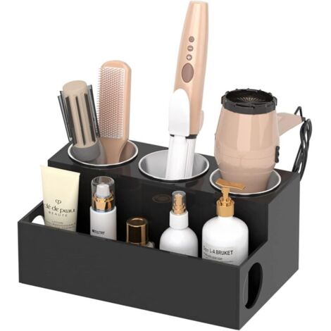 Hair tool organizer, black acrylic hair dryer and styling stand, bathroom countertop hair dryer holder (1/4)