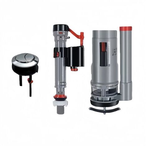 Dual flush valve for toilet cistern - Push button 20cm G1/2 compatible with old and new models, easy and reliable installation