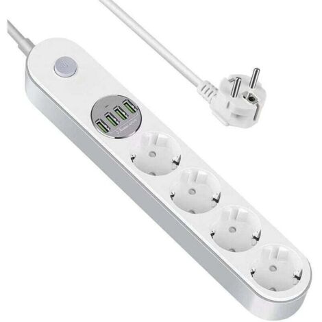 USB Power Strip, Surge Protector, 4 Outlets with 4 USB Ports, Power Strip with Switch, Multi-Outlet Overload and Surge Protection, 2-Outlet Power Strip (1/4)