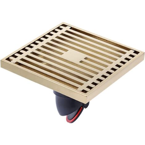 Square Floor Drain, Straight Shower Drain, Anti-Odor Brass with Removable Grate and Hair Filter, K7001 (1/4)