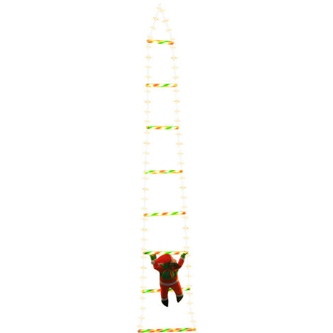 Christmas Ladder Lights with Santa Claus, 4.86 feet, Hanging Christmas Tree Ornament with Timer, Remote Control, 8 Flashing Modes, LED Hanging Lights for Bedroom Wall (1/4)