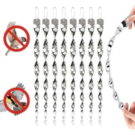 Bird Repellent, 8-Piece Bird Scarer Set, Reflective Spiral, Rotating Reflective Bird Repellent, 360-Degree Reflective Bird Repellent, Pigeon Repellent, for Balconies and Fruit Trees (1/4)