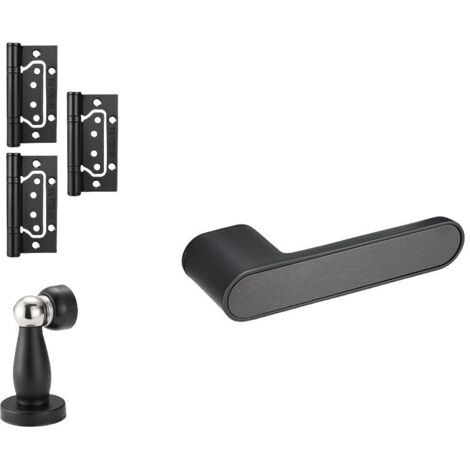Interior door handle, set of door handles D.50 mm, Aluminium, black. (1/4)