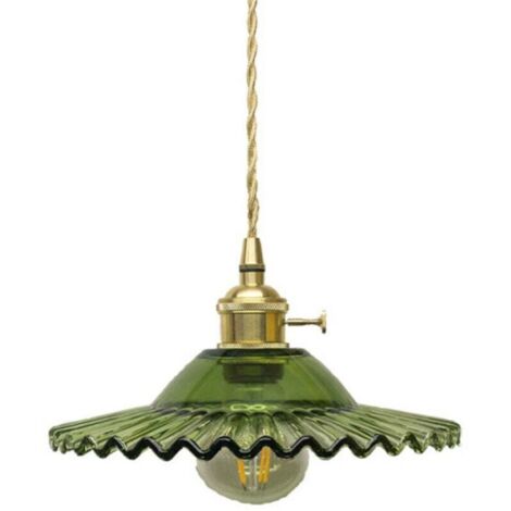 E27 Industrial Vintage Glass Pendant Light Retro Ceiling Light Retro Glass Pendant Light Industrial Ceiling Lighting Pendant Lights (Green Glass without s (1/4)