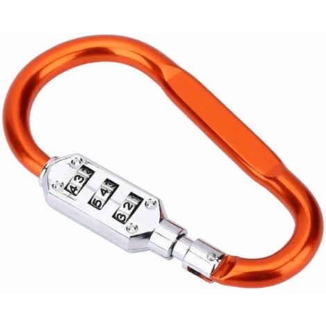 Carabiner Clip 3 Colors Travel Bag Luggage Security Combination Lock Padlock for Outdoor Use (Color: Orange) (1/4)