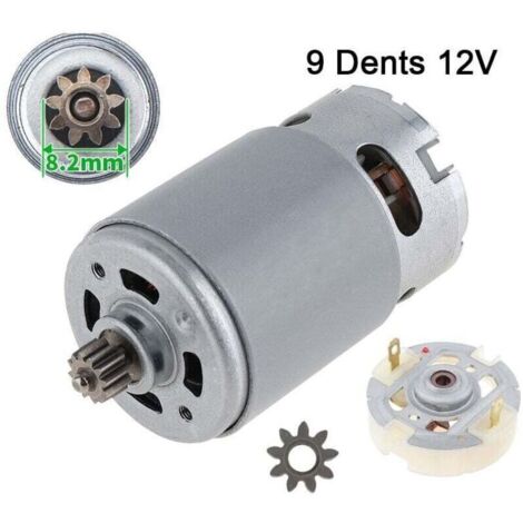 RS550 DC motor with 9 teeth - Brushed motor - 12V, plus 1 x 9-tooth and service brush holder (1/4)