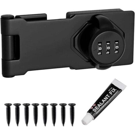 Keyless Combination Lock, 3-Digit Combination Lock for Cabinet Doors, 4.5 Inch Code Door Lock, Turn Knob Latch with Password Code, with Screws - Black (1/4)