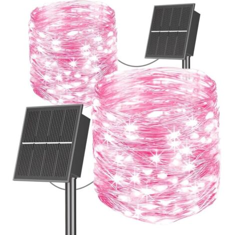 Outdoor String Lights 2 x 22 m - Total 400 LEDs Waterproof Solar String Lights 8 Modes - IP65 Waterproof - For Christmas, Outdoors, Balcony, Garden, Party - Pink Colour [Energy Class A] (1/4)