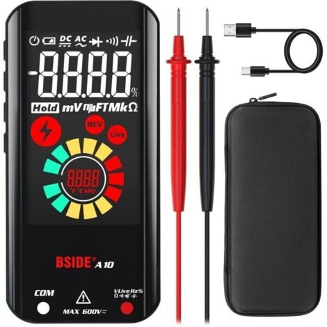 A10 Mini Rechargeable Digital Multimeter with Large Color LCD, 6000 Counts, Automatic Voltage, Resistance and Continuity Tester, NCV Diode Capacitance Tester with Audible Beep and Flashlight (1/4)