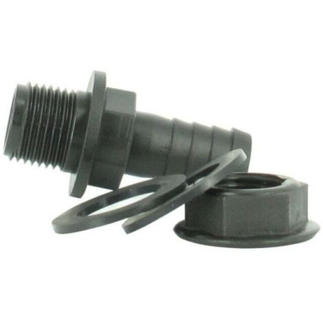Overflow - Ribbed Fitting for Connecting Tanks and Overflows - 3/4" 26 mm x 25 mm (Pipe) - 2 Seals, for Water Tank, Barrel, Cistern - 1 Piece (1/4)