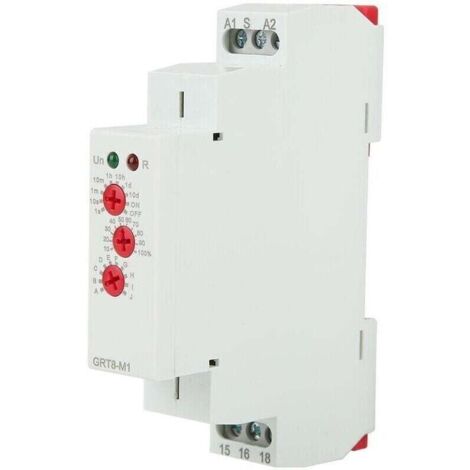 GRT8-M1 time delay relay with 10 functions, 35mm DIN rail mounting, AC/DC 12V-240V 50-60Hz (1/4)