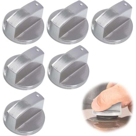 Set of 6 hob knobs, 6mm kitchen knobs, oven knobs, gas cooker control knobs, metal knobs for gas hob. (1/4)