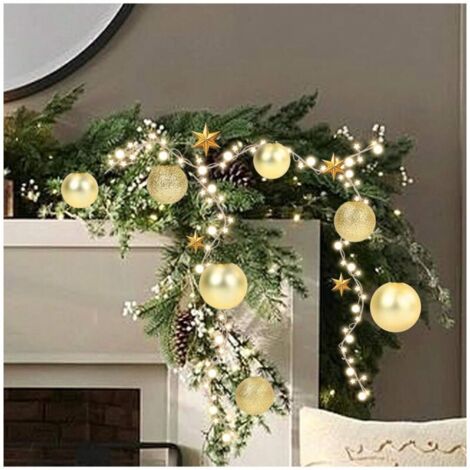 Set of gold Christmas decorations with shatterproof baubles for a festive Christmas tree decoration (1/4)