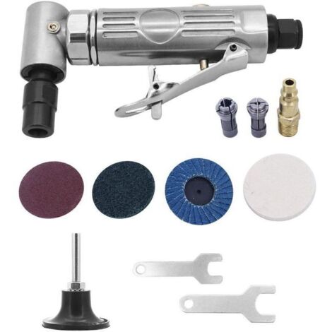 Angle grinder, 1/4" 90psi (6.35 Bar) 20,000 rpm with 4 different discs and 2 mandrels (3mm/6mm) for preparing surfaces for welding